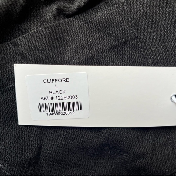NWT Five Four Large men’s black Clifford short sleeve button linen/cotton shirt - Picture 3 of 5